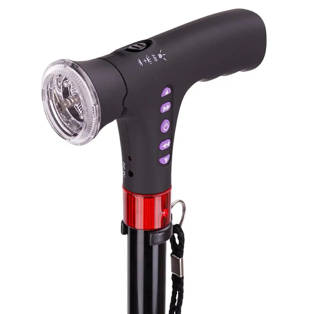 Adjustable Folding Cane with LED Light, Alarm, and T-Handle