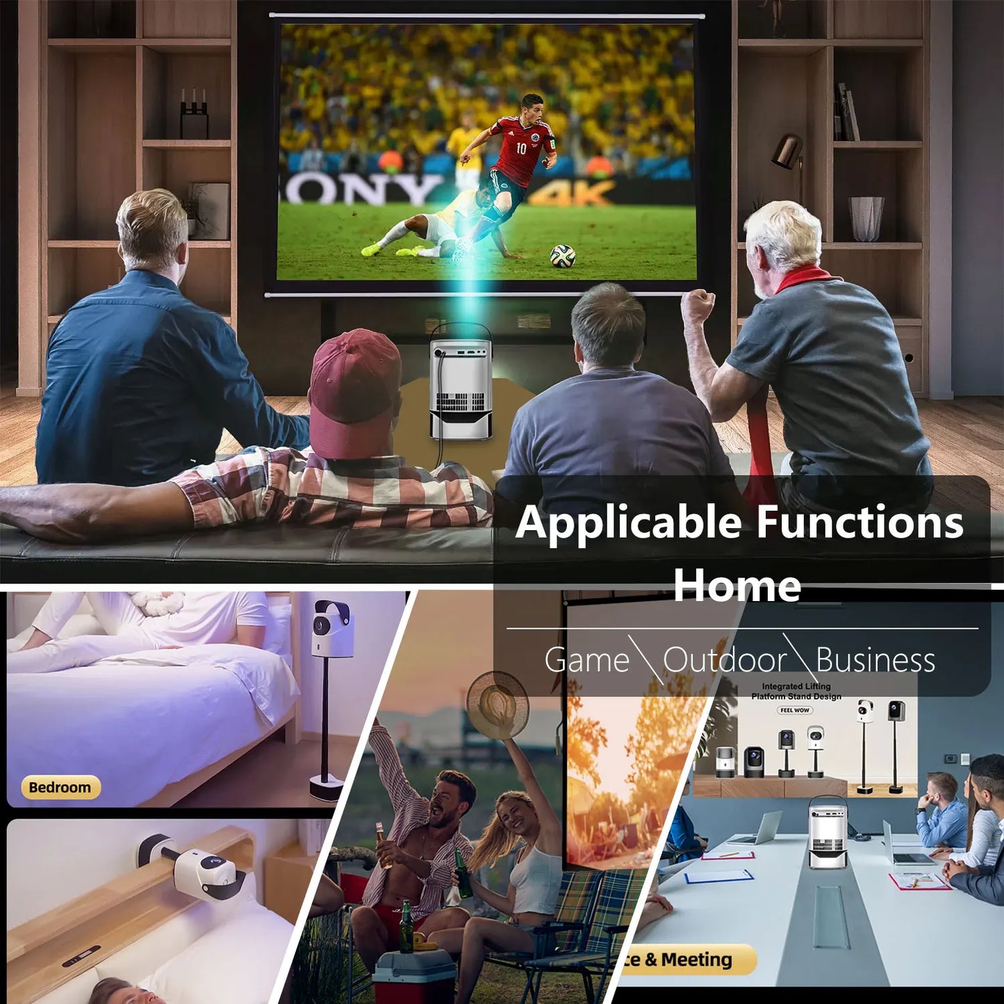 Portable Home Theater Projector 4K WiFi